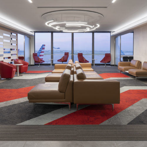 recent American Airlines Admirals Club + Flagship Lounge hospitality design projects